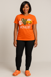 CNA HALLOWEEN T-SHIRT AND SWEATERS – #CNALIFE PUMPKIN NURSE SKELETON PEACE LOVE LEOPARD HEART SHIRT FOR CERTIFIED NURSING ASSISTANTS