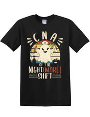 CNA HALLOWEEN SHIRT – NIGHT(MARE) SHIFT GHOST NURSE T-SHIRT OR SWEATSHIRT FOR CERTIFIED NURSING ASSISTANTS