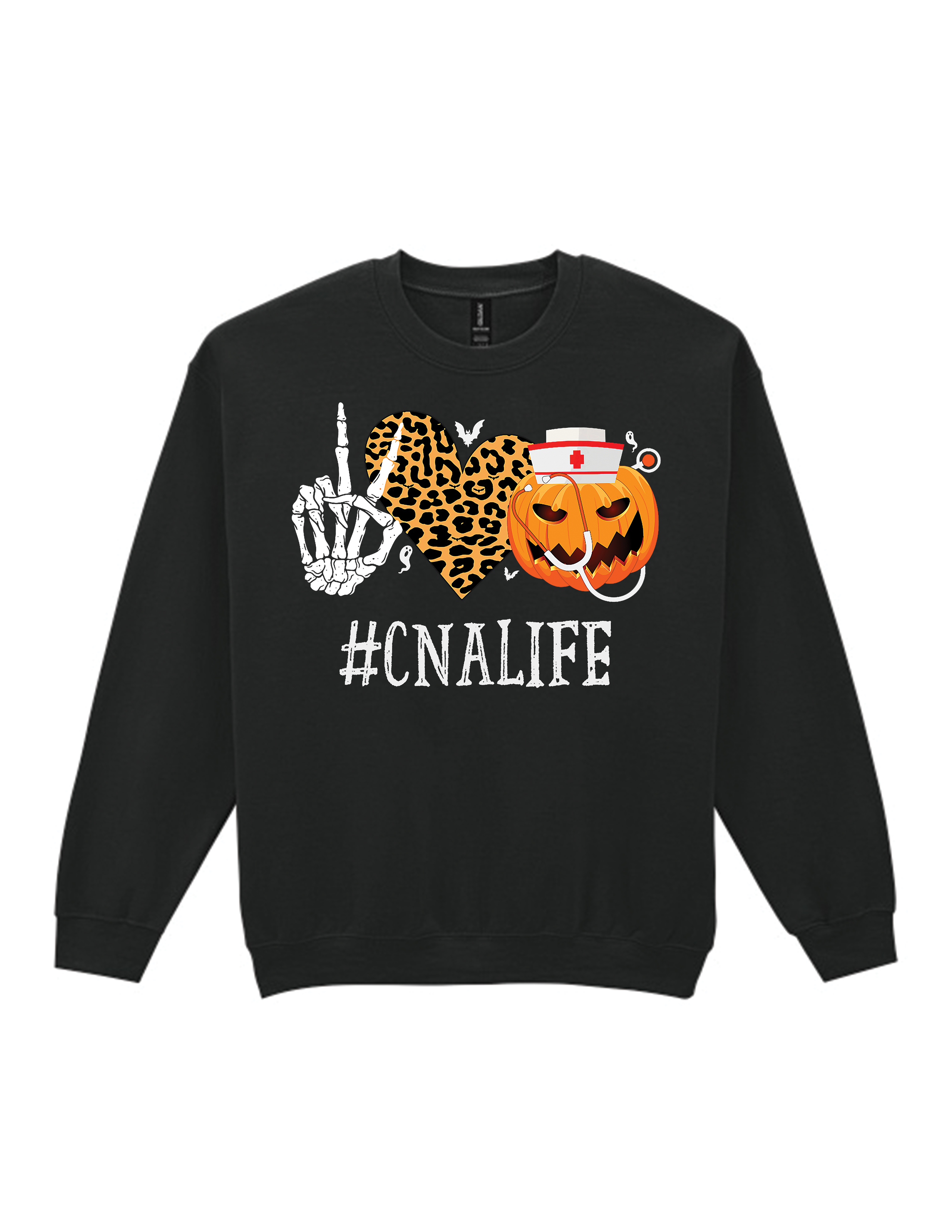 CNA HALLOWEEN T-SHIRT AND SWEATERS – #CNALIFE PUMPKIN NURSE SKELETON PEACE LOVE LEOPARD HEART SHIRT FOR CERTIFIED NURSING ASSISTANTS