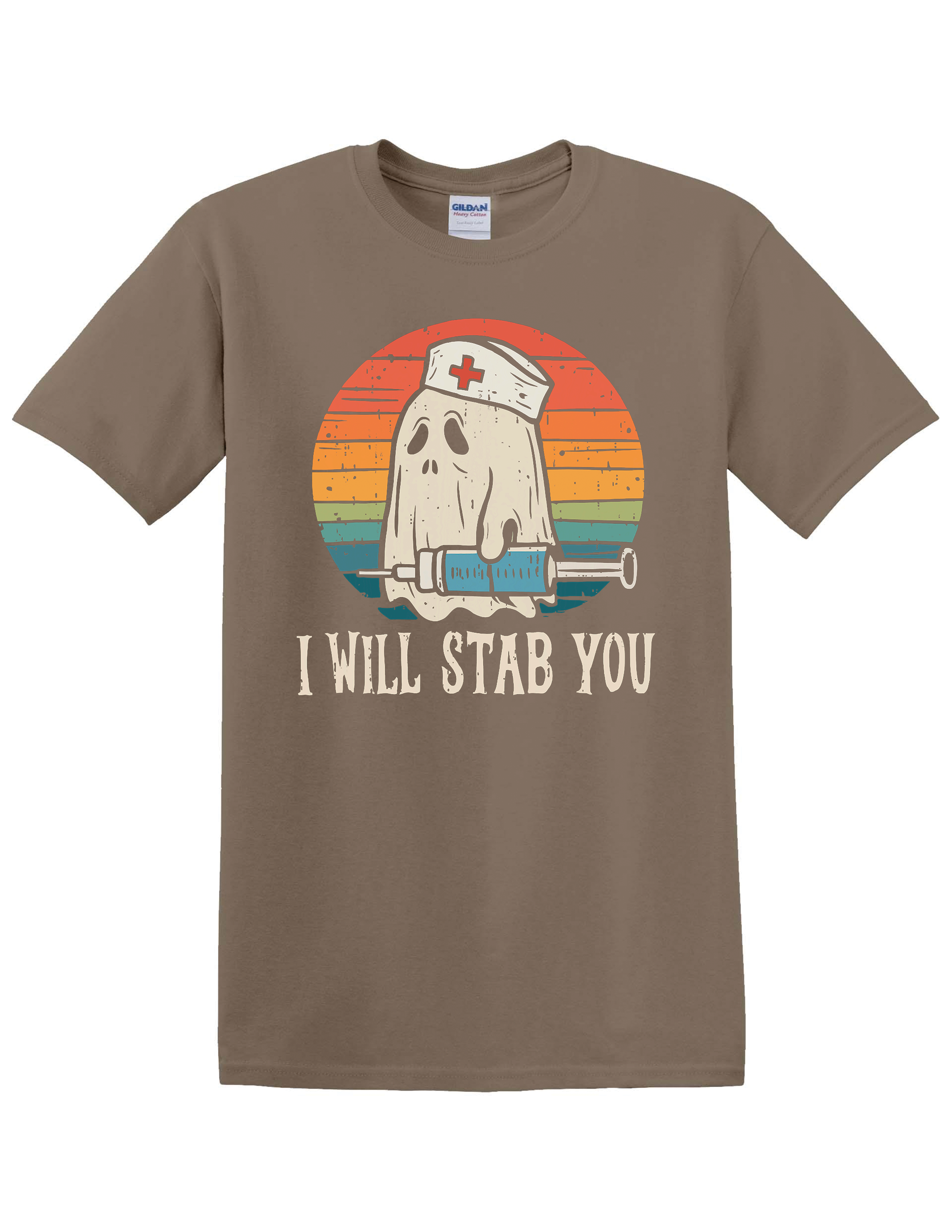 I WILL STAB YOU NURSE GHOST HALLOWEEN T-SHIRT – FUNNY CNA RN LPN MEDICAL NIGHT SHIFT SHIRT
