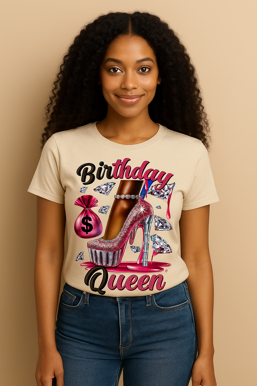 💎 Birthday Queen Bling Tee – For the One Who Shines the Brightest 💎
