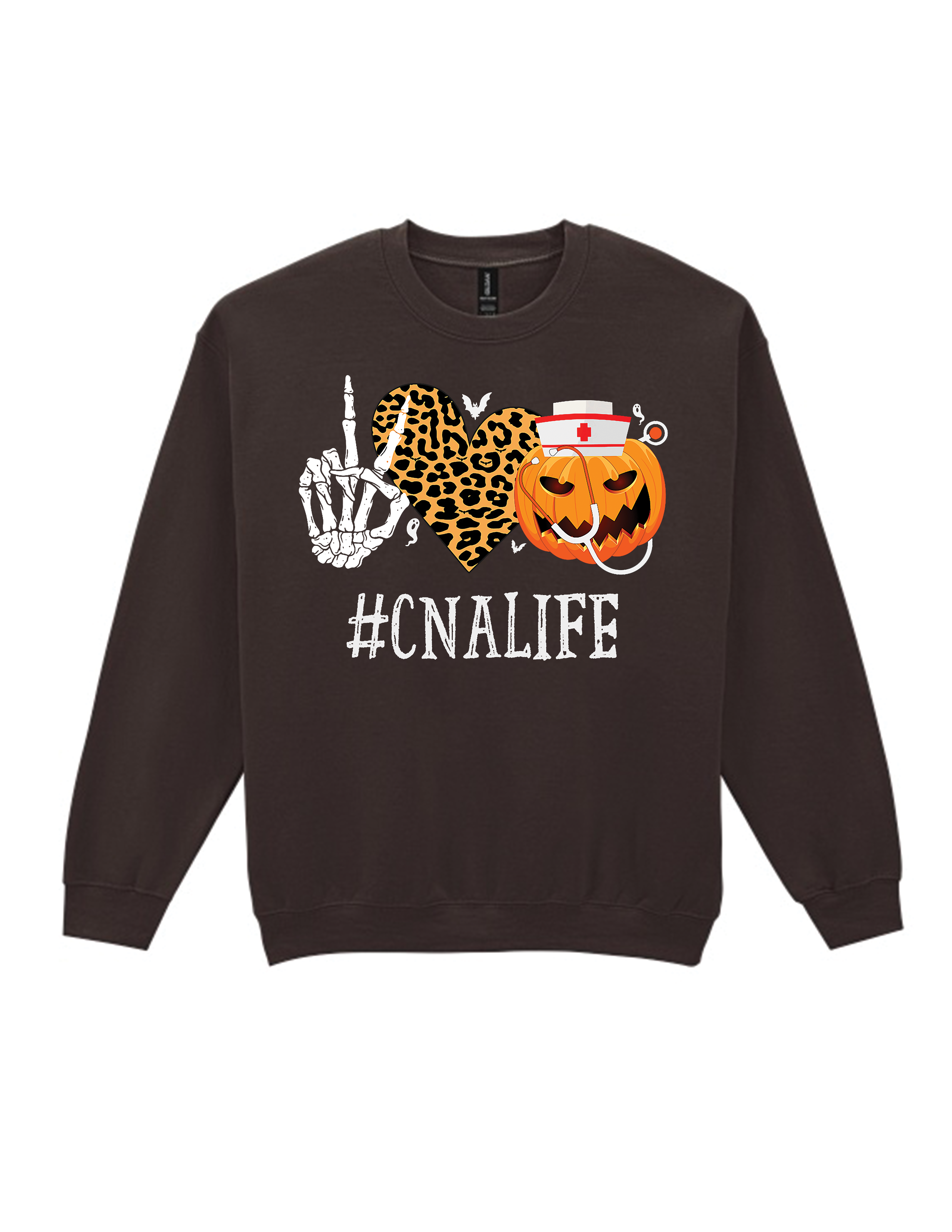 CNA HALLOWEEN T-SHIRT AND SWEATERS – #CNALIFE PUMPKIN NURSE SKELETON PEACE LOVE LEOPARD HEART SHIRT FOR CERTIFIED NURSING ASSISTANTS