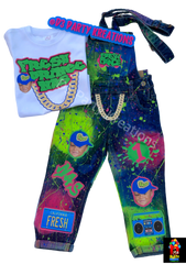 CUSTOMIZE DENIM OVERALL PANTS AND T-SHIRT (PICK YOUR OWN THEME)