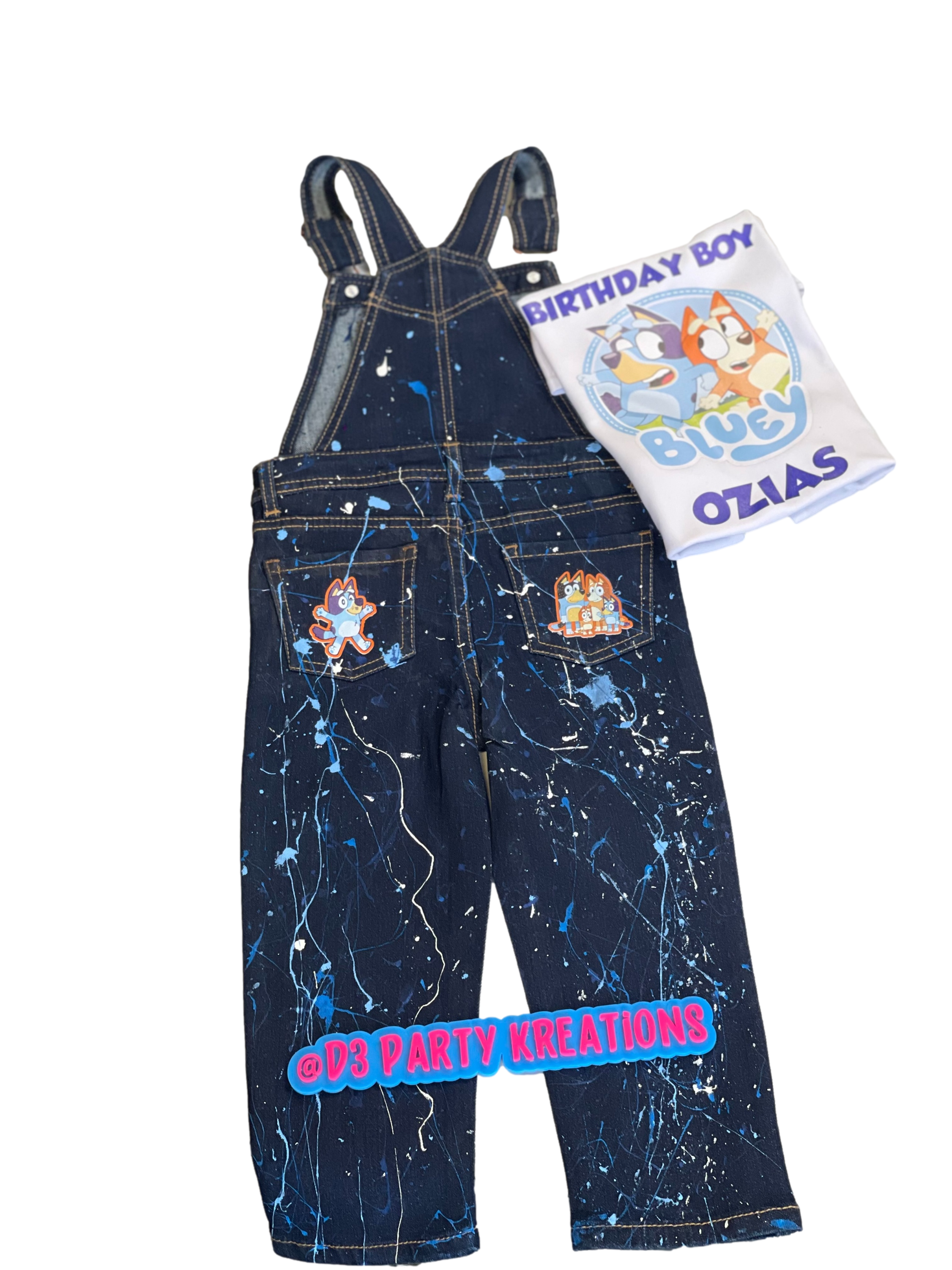 CUSTOMIZE DENIM OVERALL PANTS AND T-SHIRT (PICK YOUR OWN THEME)
