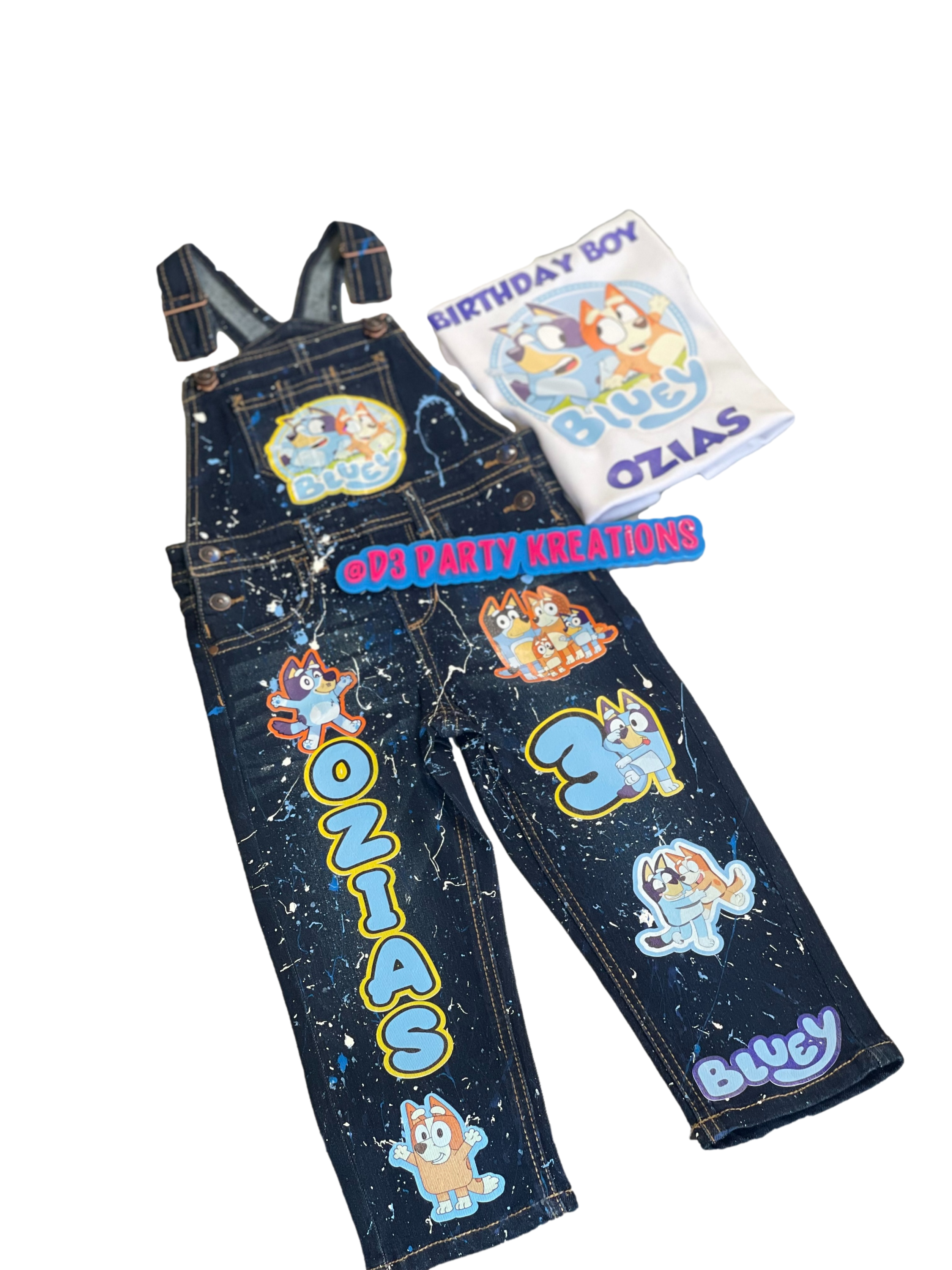 CUSTOMIZE DENIM OVERALL PANTS AND T-SHIRT (PICK YOUR OWN THEME)