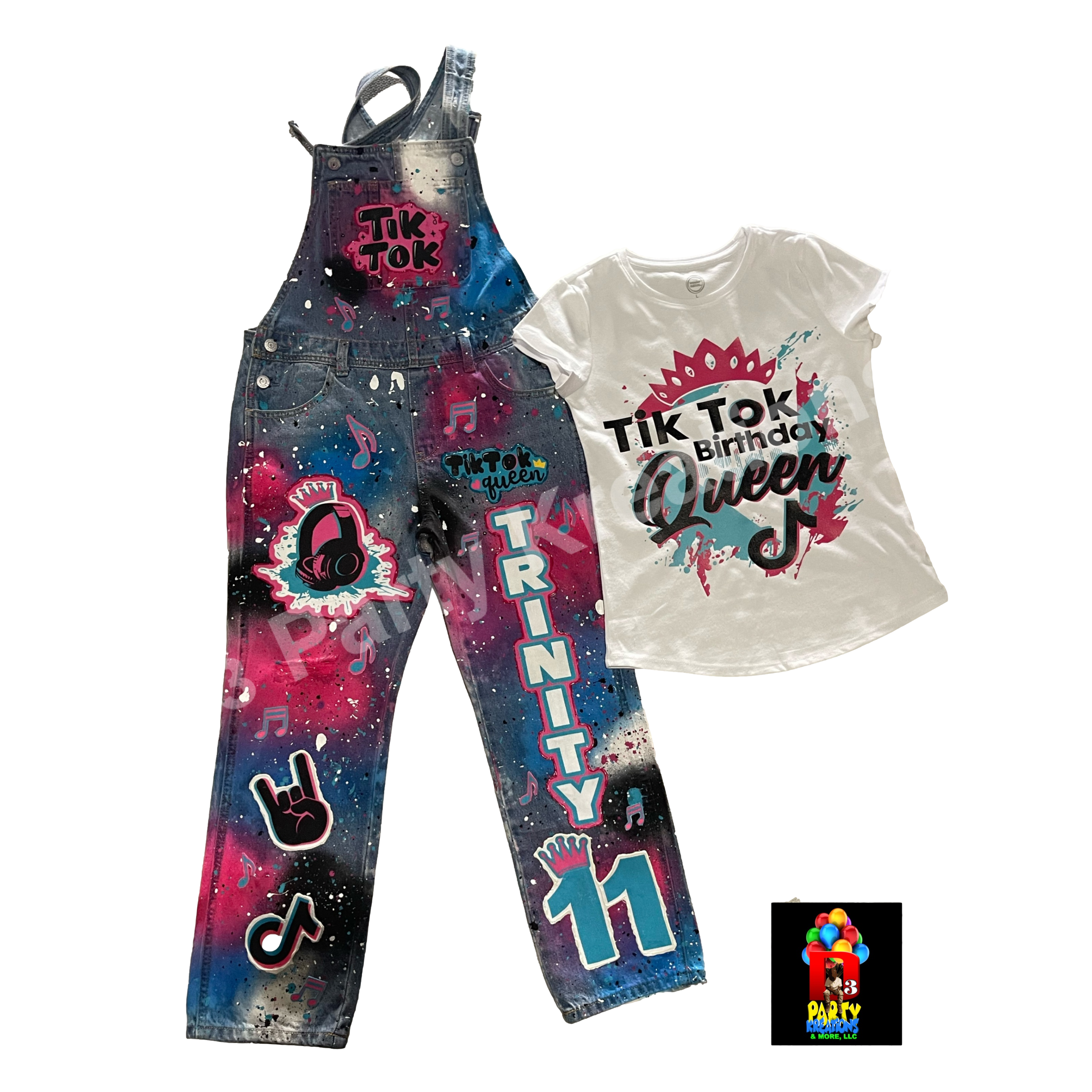 CUSTOMIZE DENIM OVERALL PANTS AND T-SHIRT (PICK YOUR OWN THEME)