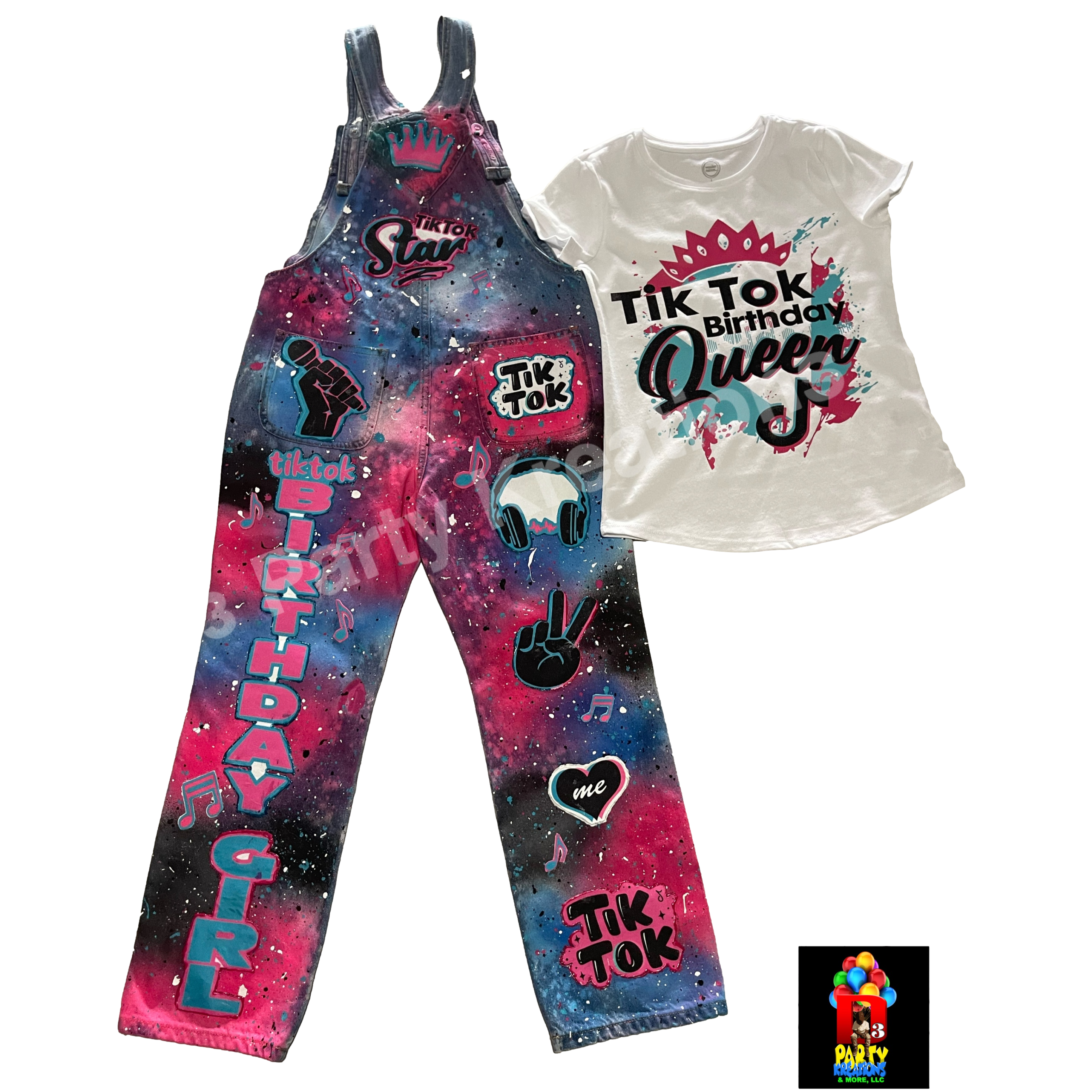 CUSTOMIZE DENIM OVERALL PANTS AND T-SHIRT (PICK YOUR OWN THEME)