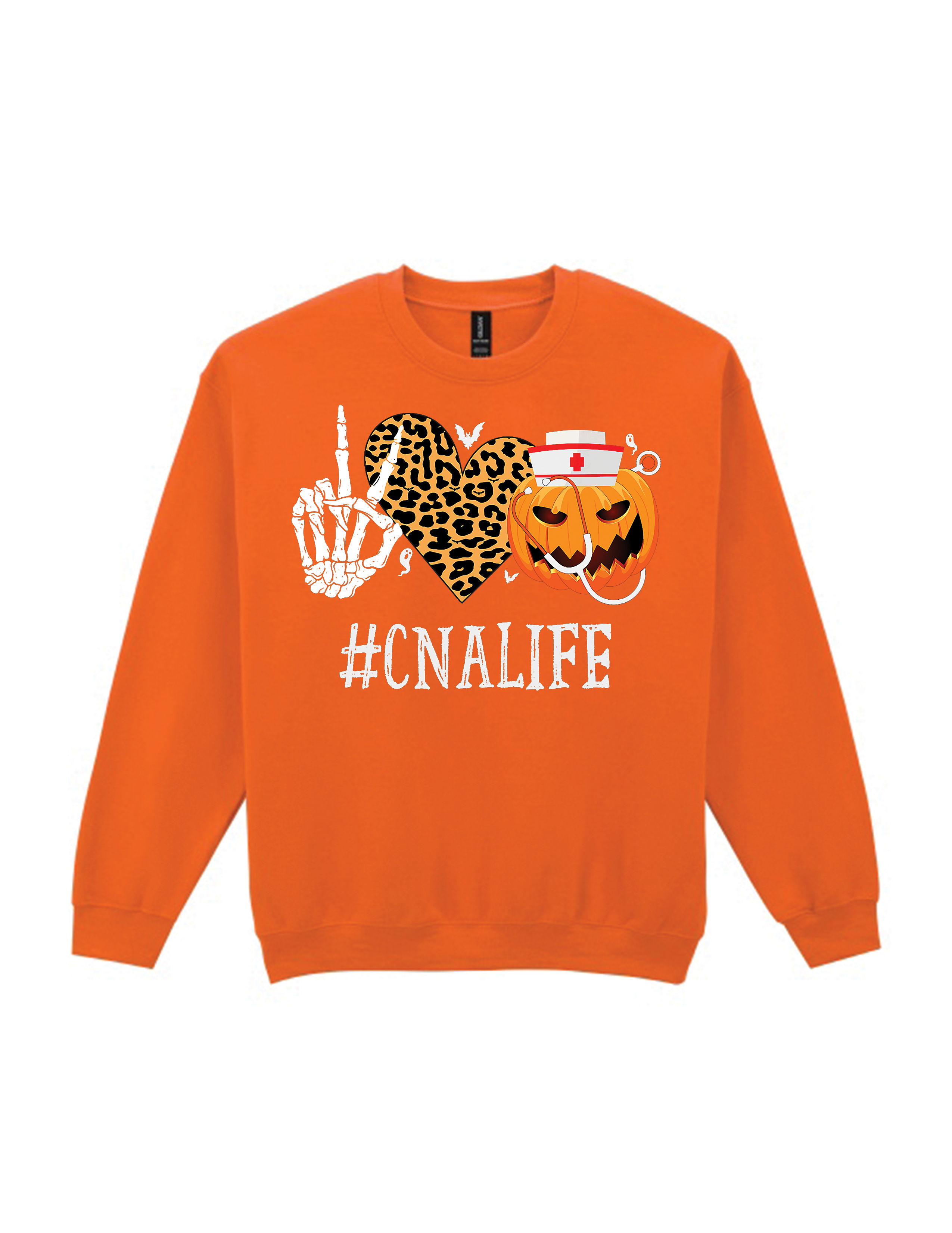 CNA HALLOWEEN T-SHIRT AND SWEATERS – #CNALIFE PUMPKIN NURSE SKELETON PEACE LOVE LEOPARD HEART SHIRT FOR CERTIFIED NURSING ASSISTANTS